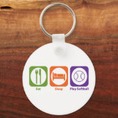 Eat Sleep Play Softball Sleutelhanger (Voorkant)
