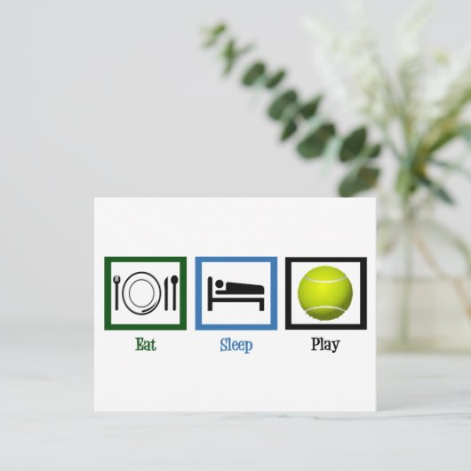 Eat Sleep Play Tennis Briefkaart (Staand voorkant)