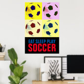 Eat Sleep Play Voetbal Artwork Poster (Thuiskantoor)