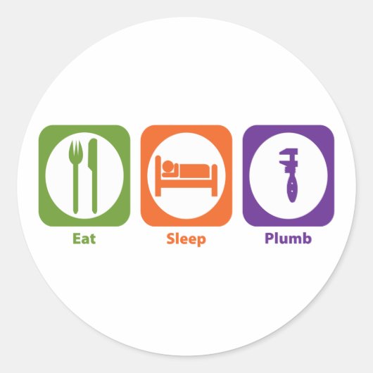Eat Sleep Plumb Ronde Sticker (Voorkant)