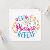 Eat Sleep Plushies Herhalen | Funny Colorful Cute Kaart (Voorkant / Achterkant in situ)