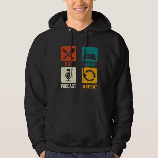 Eat Sleep Podcast Repeat  Podcaster Podcasting Str Hoodie (Voorkant)