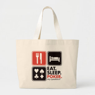 Eat Sleep Poker Grote Tote Bag