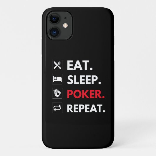 Eat Sleep Poker Herhaal Funny Card Game Quote Blac Case-Mate iPhone Case (Achterkant)