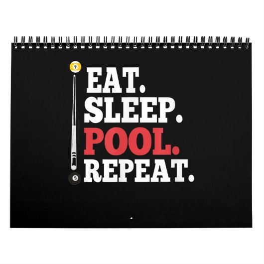 Eat Sleep Pool Herhaal Funny Billiards Kalender (Hoes)