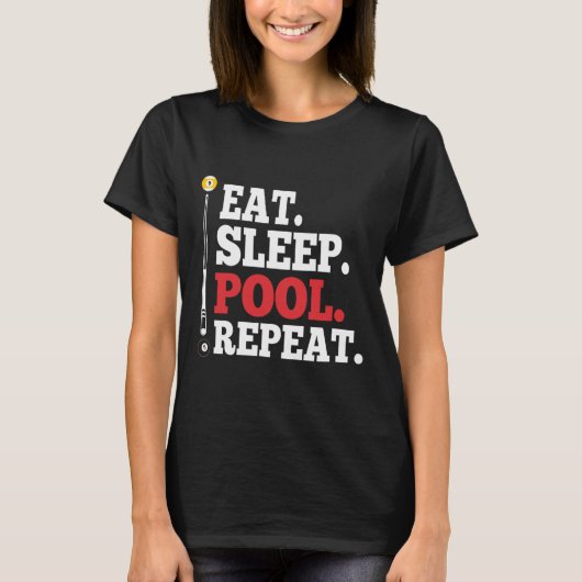Eat Sleep Pool Herhaal Funny Billiards T-shirt (Voorkant)