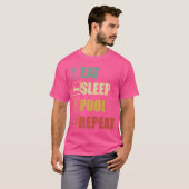 Eat Sleep Pool Herhaal Pool Billiard T-shirt (Voorkant volledig)