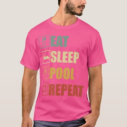 Eat Sleep Pool Herhaal Pool Billiard T-shirt (Voorkant)