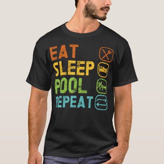 Eat Sleep Pool Repeat Balls Pool Snooker Player Bi T-shirt (Voorkant)