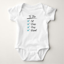 Eat Sleep Poop Herhaal Funny List op Baby Bodysuit