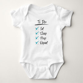 Eat Sleep Poop Herhaal Funny List op Baby Bodysuit