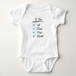 Eat Sleep Poop Herhaal Funny List op Baby Bodysuit