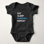 Eat Sleep Powershell herhalen - Mannen Vrouwen Romper (Voorkant)