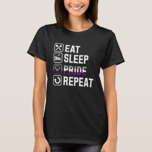 Eat Sleep Pride Herhaal Asexual Pride Flag Month P T-shirt