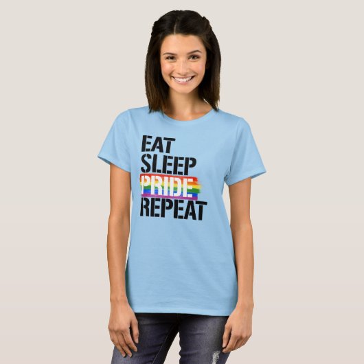 EAT SLEEP PRIDE REPETEREN T-SHIRT (Voorkant volledig)