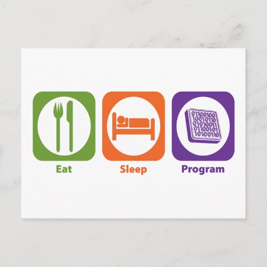 Eat Sleep Program Briefkaart (Voorkant)