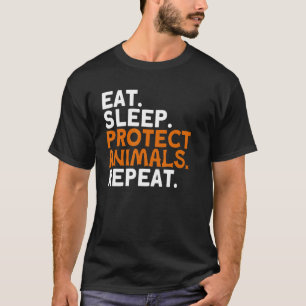 Eat Sleep Protect Dieren Herhaal dierentuin T-shirt