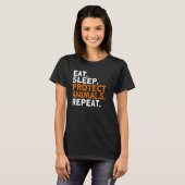 Eat Sleep Protect Dieren Herhaal dierentuin T-shirt (Voorkant volledig)