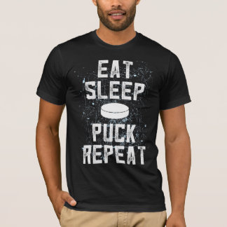 EAT SLEEP PUCK Herhaal T-shirt cadeau voor ijshock