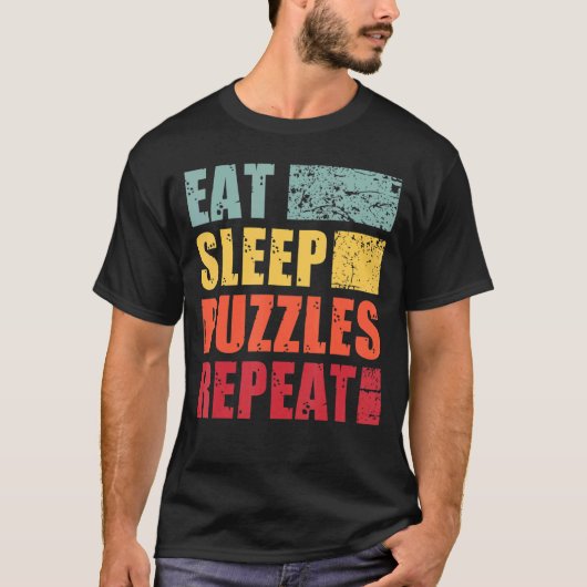 Eat Sleep Puzzels Herhalen T-shirt (Voorkant)