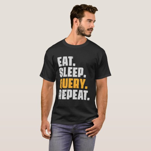 Eat Sleep Query Herhaal de computercodeerdatabase T-shirt (Voorkant volledig)
