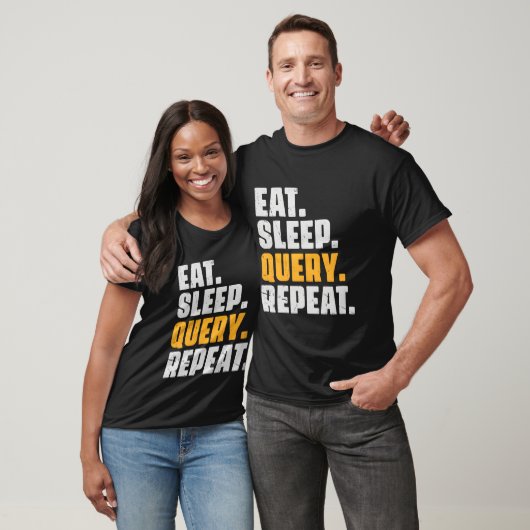Eat Sleep Query Herhaal de computercodeerdatabase T-shirt (Unisex)