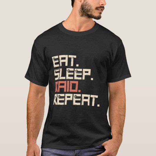 Eat Sleep Raid Repeat Gaming T-shirt (Voorkant)