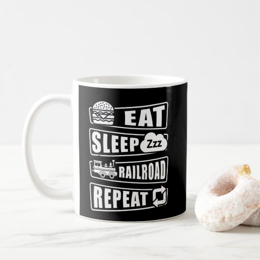 Eat Sleep Railroad Herhalen Mok van stoomtreinkoff (Met donut)