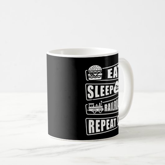 Eat Sleep Railroad Herhalen Mok van stoomtreinkoff (Voorkant rechts)