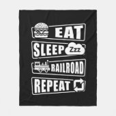 Eat Sleep Railroad Herhalen Steam Train Fleece Deken (Voorkant)