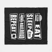 Eat Sleep Railroad Herhalen Steam Train Fleece Deken (Voorkant (Horizontaal))