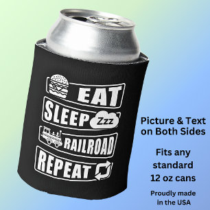 Eat Sleep Railroad Herhalen stoomtrein Blikjeskoeler