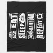 Eat Sleep Railroad Herhalen stoomtrein Fleece Deken (Voorkant)