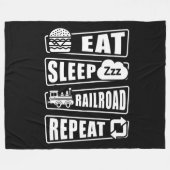 Eat Sleep Railroad Herhalen stoomtrein Fleece Deken (Voorkant (Horizontaal))