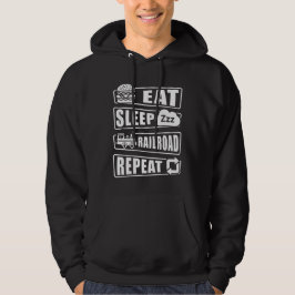Eat Sleep Railroad Herhalen stoomtrein Hoodie