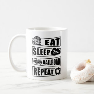 Eat Sleep Railroad Herhalen stoomtrein Koffiemok