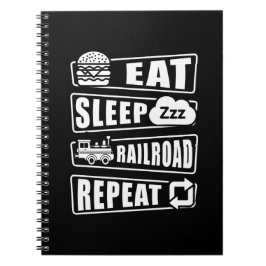 Eat Sleep Railroad Herhalen stoomtrein Notitieboek