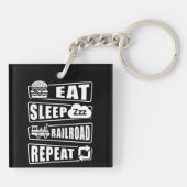 Eat Sleep Railroad Herhalen stoomtrein Sleutelhanger (Achterkant)