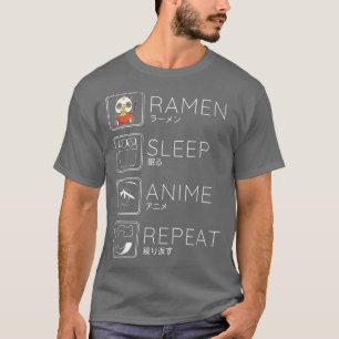 Eat Sleep Ramen Anime Panda Noodles Kawaii Japans T-shirt