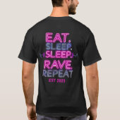 EAT SLEEP RAVE REPEAT Neon Glow Rave Party T-shirt (Achterkant)