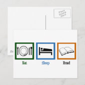 Eat Sleep Read Books Funny Bookworm Briefkaart (Voorkant / Achterkant)