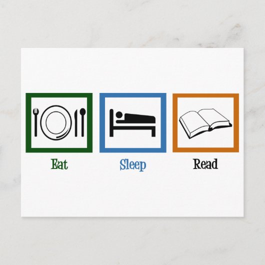 Eat Sleep Read Books Funny Bookworm Briefkaart (Voorkant)