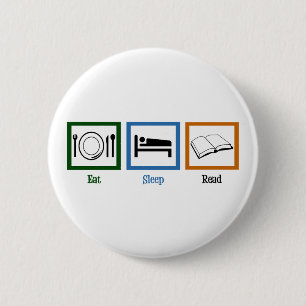 Eat Sleep Read Books Funny Bookworm Ronde Button 5,7 Cm