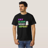 Eat Sleep Read Herhalen voor Boolezer-slaapstand T-shirt (Voorkant volledig)