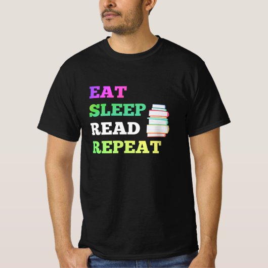 Eat Sleep Read Herhalen voor Boolezer-slaapstand T-shirt (Voorkant)
