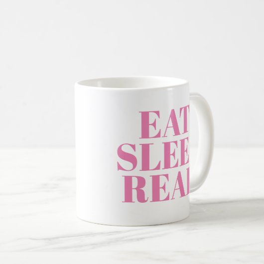 Eat Sleep Read mok | Kute Book Lover Slogan Mok (Voorkant rechts)