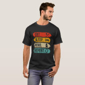 Eat Sleep Read Repeteer  leesboek T-shirt (Voorkant volledig)