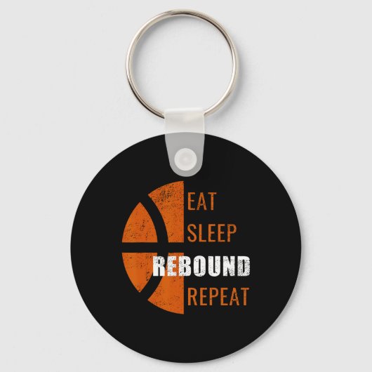 Eat Sleep Rebound Herhaal Fun Basketball Mannen Vr Sleutelhanger (Voorkant)