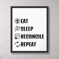 Eat Sleep Reconcile Herhaal Grappig Boekhoudkundig