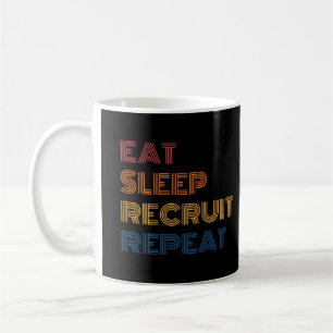 Eat Sleep Recruit Herhaal Funny Retro HR Recruiter Koffiemok